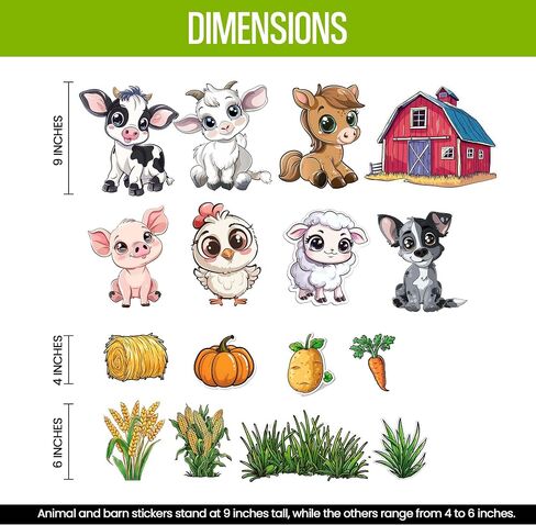 Farm Animal Stickers for Walls - Hi-Res Vinyl Animal Wall Decals for Nursery & Classroom - Animal Stickers for Kids Room Wall Decor - Easy Application Adhesive Decals in Kuwait