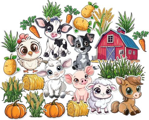 Farm Animal Stickers for Walls - Hi-Res Vinyl Animal Wall Decals for Nursery & Classroom - Animal Stickers for Kids Room Wall Decor - Easy Application Adhesive Decals in Kuwait