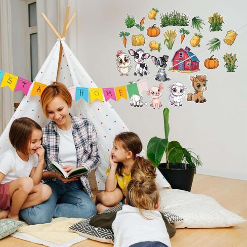 Farm Animal Stickers for Walls - Hi-Res Vinyl Animal Wall Decals for Nursery & Classroom - Animal Stickers for Kids Room Wall Decor - Easy Application Adhesive Decals in Kuwait