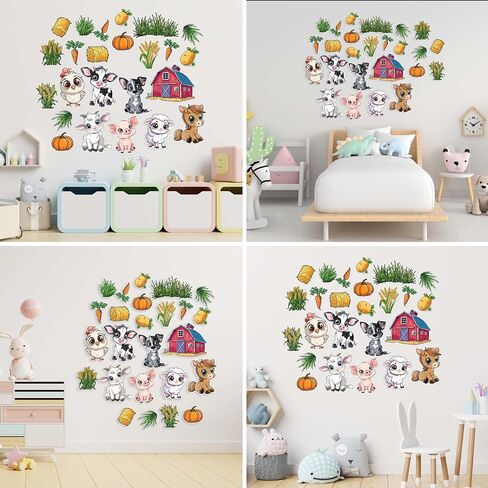 Farm Animal Stickers for Walls - Hi-Res Vinyl Animal Wall Decals for Nursery & Classroom - Animal Stickers for Kids Room Wall Decor - Easy Application Adhesive Decals in Kuwait