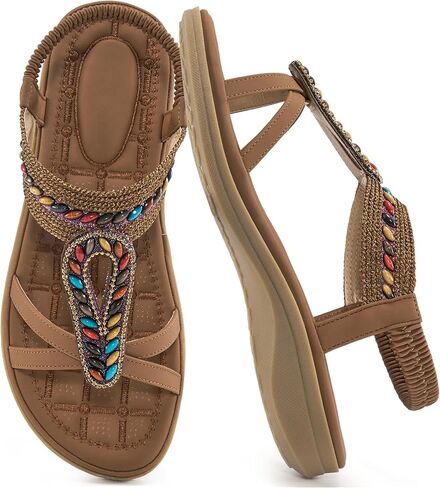 Alicegana Womens Sandals Orthopedic Shoes: Comfortable Arch Support Dressy Bohemian Flats 2025 for Walking Beach Vacation in Kuwait