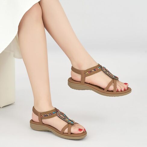 Alicegana Womens Sandals Orthopedic Shoes: Comfortable Arch Support Dressy Bohemian Flats 2025 for Walking Beach Vacation in Kuwait
