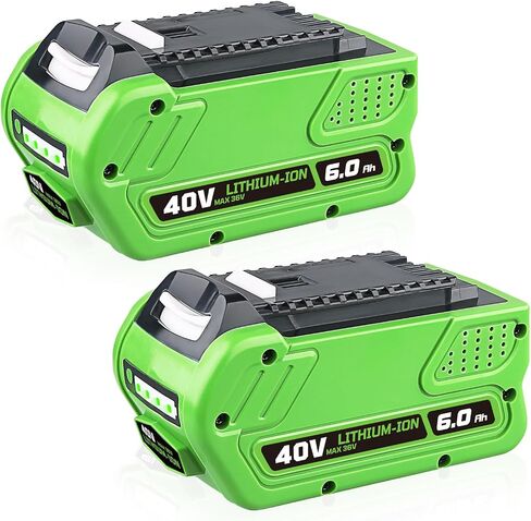 2Pack 29462 6.0Ah Li-ion Battery Replacement for Greenworks Battery 40V 29252 20202 22262 25312 25322 20642 22272 27062 21242 with LED Indicator Light in Saudi Arabia