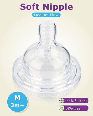 حلمات السيليكون لزجاجات الأطفال المضادة للدورة في Philips ، حجم 2 حلمة ، 3 م+، تدفق Meudim ، 4 عدد in Kuwait