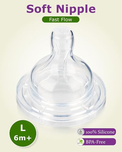 حلمات السيليكون لزجاجات الأطفال المضادة للدورة في Philips ، حجم 2 حلمة ، 3 م+، تدفق Meudim ، 4 عدد in Kuwait