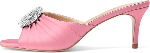 Oh Mispares Women’s Stiletto Heeled Slides Round Open Toe Slip-on Satin Mules Rhinestones 2 Inch Comfortable Dress Sandals for Prom Party Wedding in Saudi Arabia