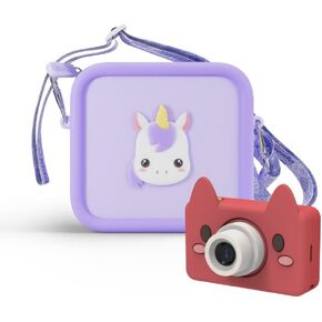 Kidamento Camera Silicone Bag Bundle - Digital Camera for Children and Camera Case - Model C Akito The Fox - Silicone Bag Purple Unicorn