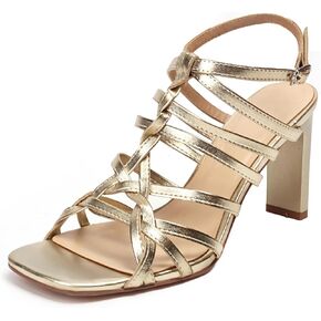 Women's Gladiator Heeled Sandals Summer Dressy Strappy Square Open Toe Chunky High Heels with Ankle Strap, Sexy Fashion Comfort Shoes for Party Casual Sandals