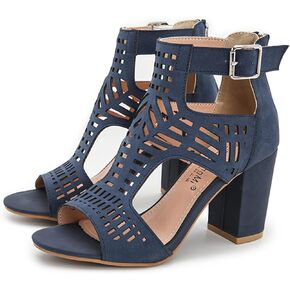 UOQAPRE Chunky Heeled Sandals for Womens Bohemian Cutout Open Toe Summer Block Womens Heeled Party Dress Sandals