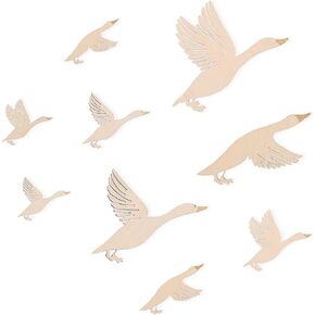 Wutkyax Wood Goose Wall Decorations -wooden Nursery Geese Wall Art ملصقات فنية ، شارات جدار أوزة لطيفة ، علامات فن الجدار المزرعة الريفية ، لغرفة نوم غرفة المعيشة ديكورات المكتب