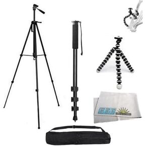 3 Piece Tripod Package for Olympus OM, Pen, SP, C, E Series Cameras. Includes Professional 75" Tripod w/Carrying Case, Monopod, Gripster Tripod.