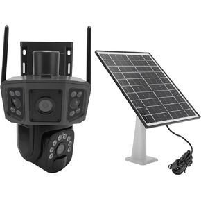 ZJchao 4K Solar Power Dual Lens Battery Outside Surveillance Camera with Human Detection for Home Security