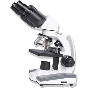 Optical Microscope 5000x Children's Binocular Microscope Eyepiece (WF10X/WF25x) Objective Lens (4x/10x/40x) LED up and Down Light Source coarse and fine Adjustment coaxial 11x15x30cm (White) (2000x)