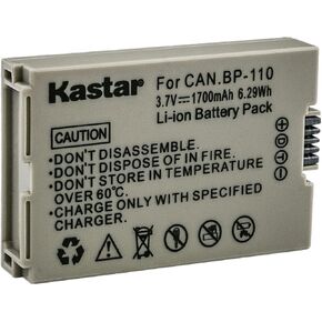 Kastar 2-Pack BP-110 بطارية 3.7V 1700MAH استبدال Canon Vixia HF R20 HFR20 ، Vixia HF R20 Red ، Vixia HF R20 Silver ، Vixia HF R200 HFR200 ، Vixia HF R21 ، Vixia HF R28 HFR28 Cameras