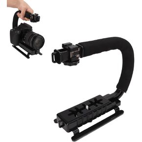Handheld Stabilizer, U C Shape Video Action Stabilizing Handle Grip ABS Sponge Black Handheld Photography Accoessory for Micro Movies