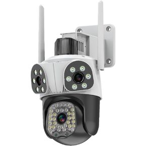 15MP 4K IP Camera, Camera Outdoor Three Lens Security, 15MP IP Cam Security Protection Surveillance Cameras, AI Motion Detection, Full-Color Night Vision, for Home Security
