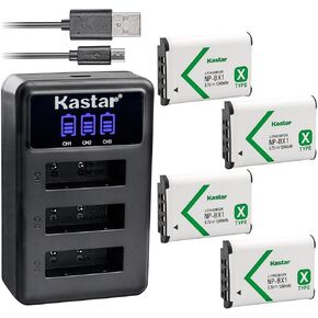 Kastar NP-BX1 LCD Triple USB Battery Charger Compatible with Sony HDR-AS50 Action Cam, HDR-AS50R, HDR-CX240, HDR-CX240E, HDR-CX405, HDR-CX440, HDR-GW66, HDR-GWP88, HDR-MV1, HDR-PJ240 Camera