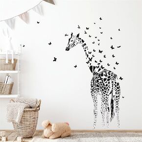 ملصقات جدار الفراشات الزرافة السوداء ، ملصقات الجدار ، sacinora instagram stagram الفن الحيوان شارات جدار قابلة للإزالة فينيل قابلة للإزالة وعصا من أجل غرفة المعيشة غرفة نوم الحضانة