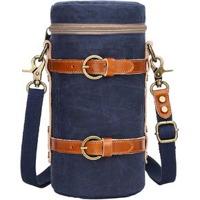 with Shoulder Strap Wear Resistant Zipper Closure Portable Camera Accessory Cylinder Shape Lens Bag Protection Shockproof (Color : Blue, Size : Large) (Blue Large)