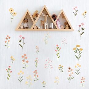 Flower Wildflower Wall Decal - Flower Wildflower Floral Decorations Wall Stickers, Wall Decorations for Living Room, Bedroom, Baby's Room, Nursery, Floral Sign Decal Pink Yellow Peach