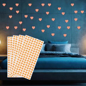 PATIKIL 576 Pcs Glow in The Dark Heart Stickers, Adhesive Glow Heart Sticker Glow in The Dark Wall Decals Luminous Decor for Room Ceiling Decoration Party Birthday, Orange