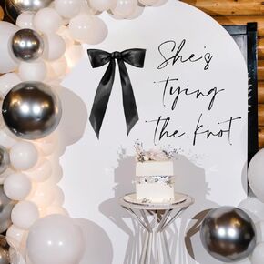 She's Tying The Knot Bow Decal - Bridal Shower Party Stickers Sign,Black Bow Design,Party for Balloon Arch,Wedding Engagement Valentine Party Decal (Black Knot Decal)