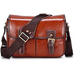 Photo Camera PU Leather Case Tote Bag Shoulder Messenger SLR Camera Bag Lens Bag Photo Photo Bag (D 30 * 13 * 21cm)