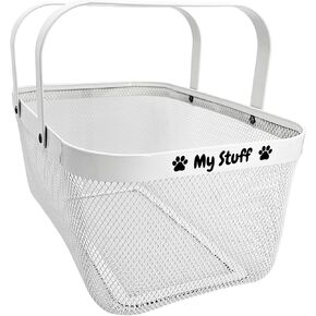 Dog Toy Basket Metal Mesh Metal, Chew Proof Dog Toy Bin, Durable Dog Toy Box, Sturdy Dog Toy Storage (White)