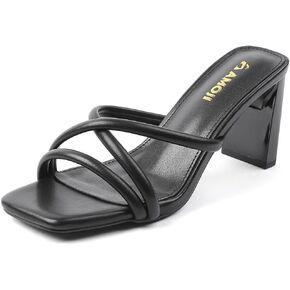 Amoji Women 3 Inch Slip On Heels Lady Heeled Sandal 332