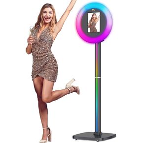 Photo Booth Machines,Portable Photo Booth with Voice Control Digital Selfie Photobooth RGB Ring Light Tablet Photo Booth for Parties, Weddings, Events