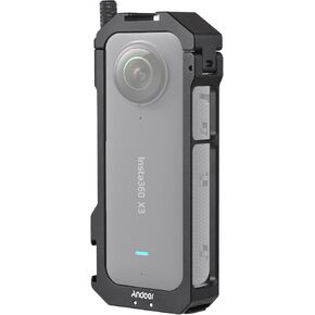 Panoramic Camera Video Cage Aluminum Alloy with Dual Cold Shoe Mounts Metal Protective Frame Camera Cage Vlog Accessories Compatible with Insta360 X3