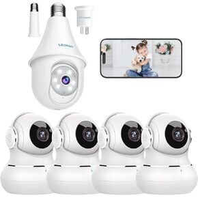 litokam Bundle of 4MP Light Bulb & 4 Pack Security Camera Indoor