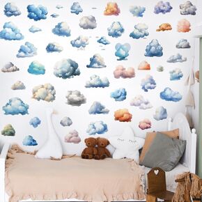 Watercolor Clouds Wall Stickers Removable Vinyl Clouds Wall Decals DIY Art Decor Kids Bedroom Playroom Baby Nursery Decorations