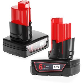 12v 6.0Ah Replacement for Milwaukee Battery 12V Lithium Ion Battery Compatible with Milwaukee 12volt 6.0Ah Cordless Power Tools