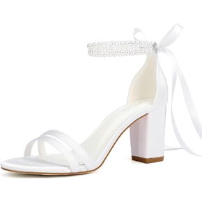 Block Heel Wedding Sandals Shoes Bridal Shoes Eleds Open Open Toe Wedding Shoes for Bride