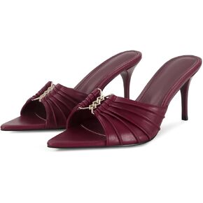 ZJGZF Ruched Kitten Heels for Women 3 Inch Pointed High Heels Sandals Peep Open Toe Slip on Stiletto Pumps Sexy Dressy Mules in Kuwait