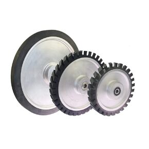 6"-14" x 1" Belt Grinder Contact Wheel 6202-1/2 Bearings Installed Grinding Machine Replacement Parts 65A Rubber Cover (10"x1", Solid Rubber)