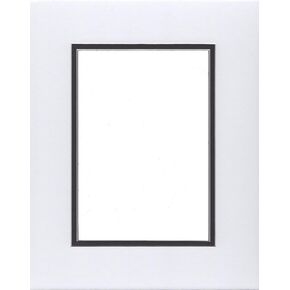 Pack of (5) 18x24 White and Black Double Picture Mats Bevel Cut for 12x18 Pictures