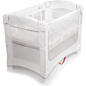 Arm’s Reach Ideal Ezee 3 in 1 Co-Sleeper Folding Bedside Bassinet and Play Yard Featuring Breathable Mesh Sides with Side Pockets for Storage and 4-Inch Sleeping Nest, Gray