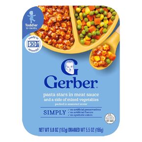 Gerber Pasta Stars in Meat Sauce and a side of Green Beans, 6.8 Oz