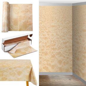 Oudain 54 Inch x 100 ft Desert Sand Wall Backdrop Tablecloth Roll with Cutter Box Plastic Western Party Background for Cowboy Wild West Birthdays, Beach Parties, Safari Themed Events (Gradient Gold)