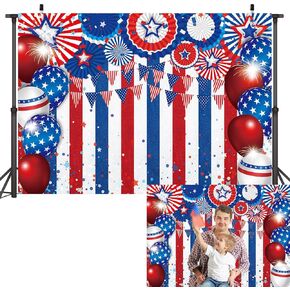 7x5ft 4th of July Red Blue Striped Background Independence Day Freedom Paper Flower Backdrop Veterans Patriotic Party Newborn Celebration Photo Booth Decor