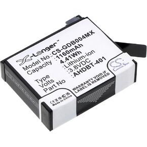 Replacement for Go'pro Hero 4 Hero 4 Black Hero 4 Silver Hero 4+ Battery 1160mAh/3.8V