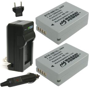 Wasabi Power Battery (2-Pack) and Charger for Canon NB-10L, CB-2LC and Canon PowerShot G1 X, G3 X, G15, G16, SX40 HS, SX50 HS, SX60 HS