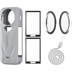 Insta 360 X5 Lens Guards Cap Silicone Case and Screen Protectors Compatible with Insta360 X5 Black (Black)