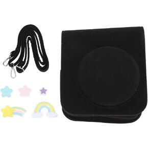 Mini 12 Camera Black Felt Bag with Rainbow Star Paste Protective Cover Shoulder Strap