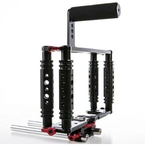 TK-3 Aluminum DSLR Camera Cage Kit for Canon 5D Mark II 7D 70D 60D w/15mm Rod RIG, 1/4-20 Threaded mounting Points and 3/8" Sized Female Threads for LCD Monitor and Other Camera Accessories