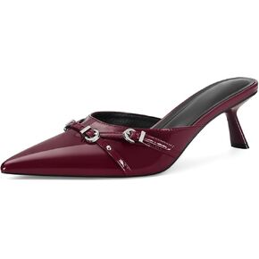 Kitten Heels for Women Pointed Toe Mules Dressy Sexy Strappy Hardware Slip on Stiletto Low Heel Comfort Pumps Shoes