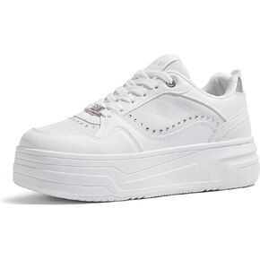 أحذية منصة النساء أحذية تنس مكتنزة مع جلود اصطناعية ومواد قابلة لإعادة التدوير وسادة غير قابلة للانزلاق للملابس غير الرسمية والسيارة واليومية in Kuwait