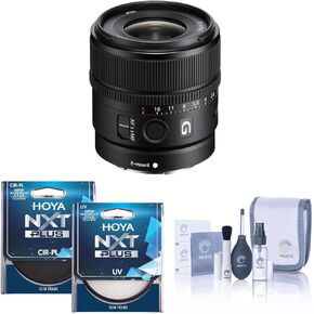 Sony E 15mm f/1.4 G Lens, Bundle with Hoya NXT Plus 55mm UV+CPL Filter Kit, Cleaning Kit